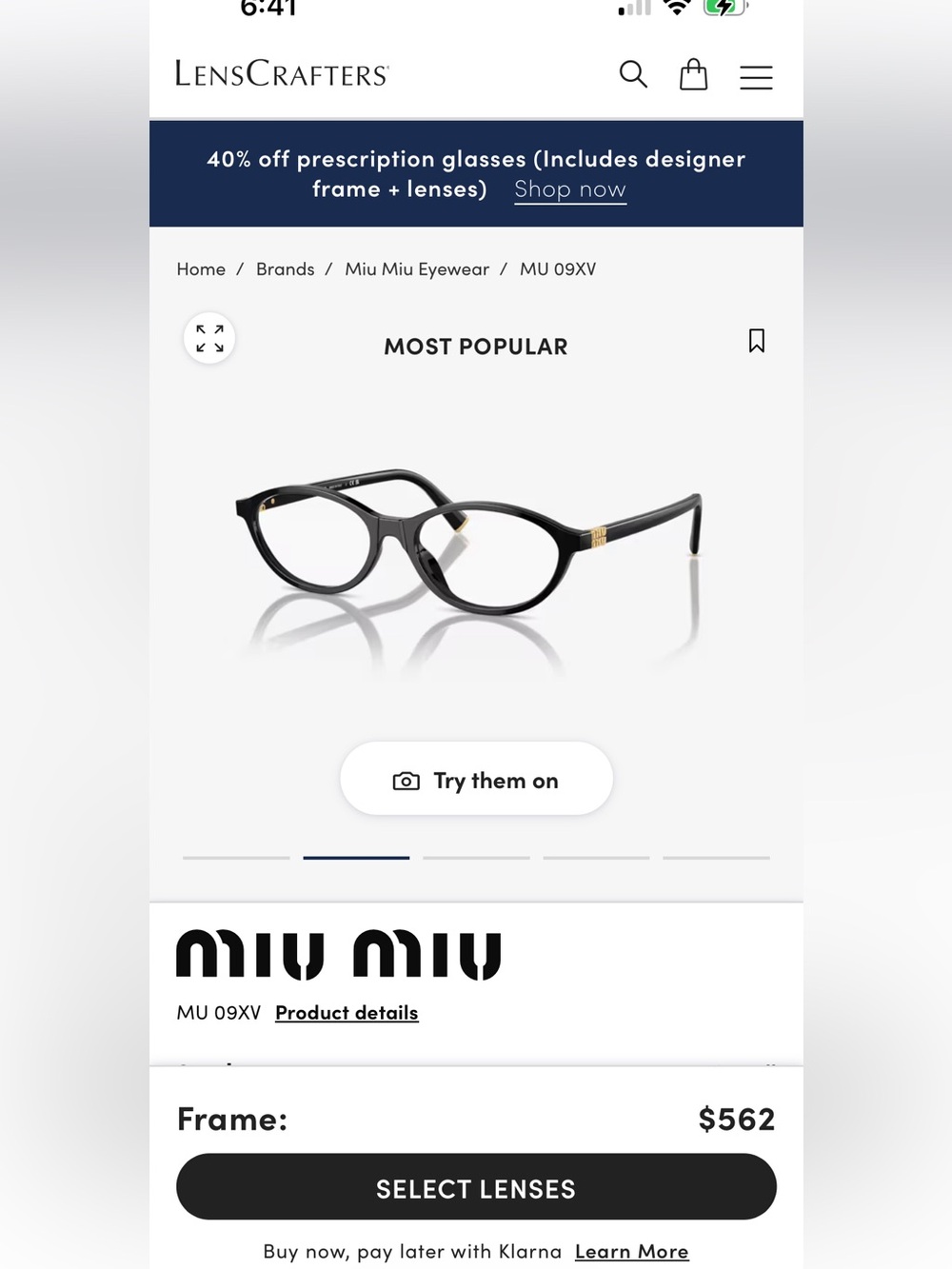 Miu Miu oval eyeglasses like new with case and box